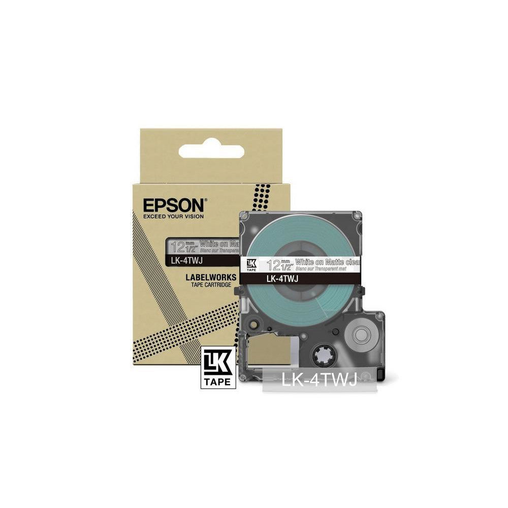 Epson Schriftband LK-4TWJ C53S672068, 1,2 cm, Schwarz/Transparent, LW-C410-kompatibel