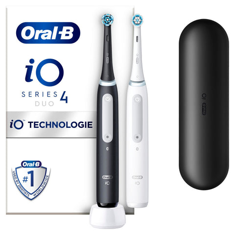 Oral-B iO Series 4 - Elektrische Zahnbürsten Black / White mit intelligenter Andruckkontrolle und App-Unterstützung