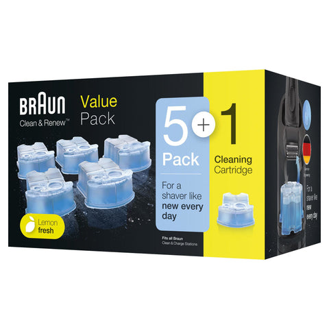 BRAUN Clean & Renew Ersatzkartuschen 5+1er-Pack - Hygienische Reinigung, pflegende Öle & frischer Duft