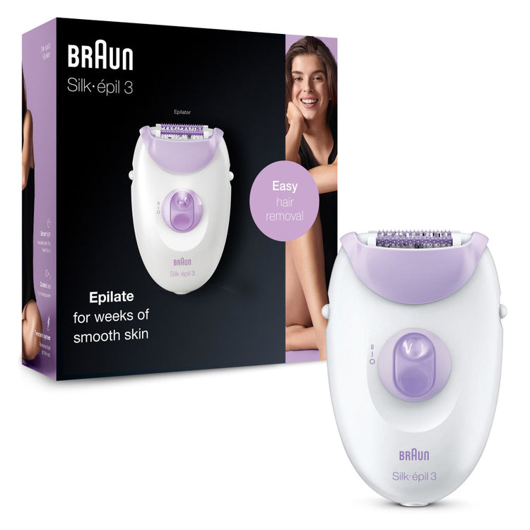 BRAUN Silk-épil 3 3-170 Violett Epilierer - Sanfte Haarentfernung in einem Zug