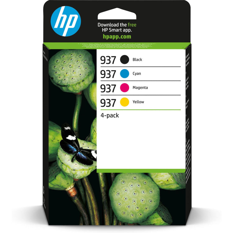 HP 937 4er-Pack CMYK Original Druckerpatrone - Brillante Farben und tiefe Schwarztöne