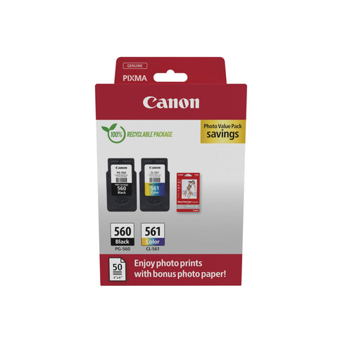 CANON Druckerpatrone PG-560/CL-561 Tintenpatrone + Fotopapier-Vorteilspaket