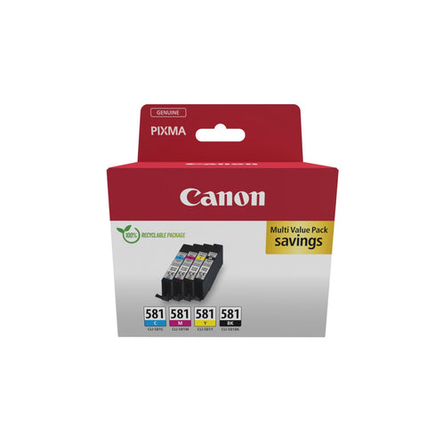 Canon CLI-581 C/M/Y/BK Druckerpatronen Multipack - Original Verbrauchsmaterial - Kompatibel mit PIXMA Druckern