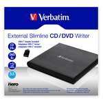 Verbatim Externer DVD-Brenner Slimline USB 2.0 mit USB-A zu USB-C Adapter