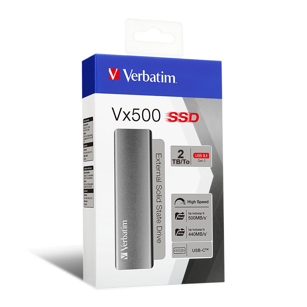 Verbatim Vx500 Externe SSD-Festplatte 2 TB USB 3.1 Gen2 Silber