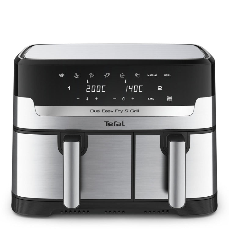 TEFAL EY905D Easy Fry&Grill Doppel-Heißluftfritteuse mit 8,3L Doppelkammer