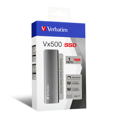 Verbatim Vx500 1TB USB-C 3.2 Gen2 Externe SSD-Festplatte Silber