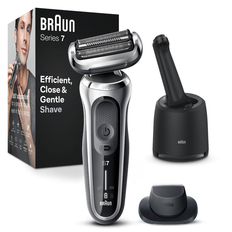 BRAUN Herrenrasierer Series 7 71-S7200cc silber - Gründliche Rasur mit AutoSense-Technologie