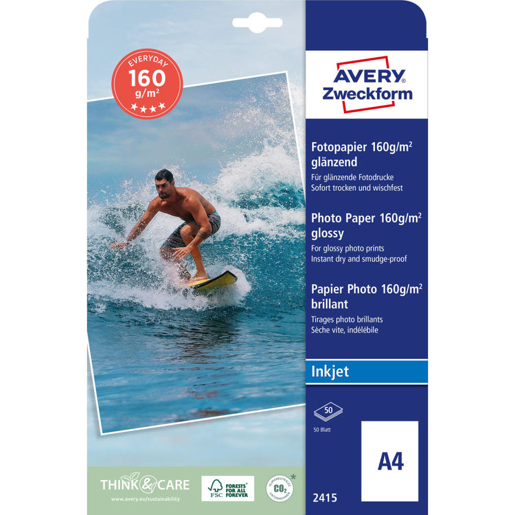 AVERY Zweckform Fotopapier 2415 Classic - Glänzend, A4, 160 g/m², 40 Blatt