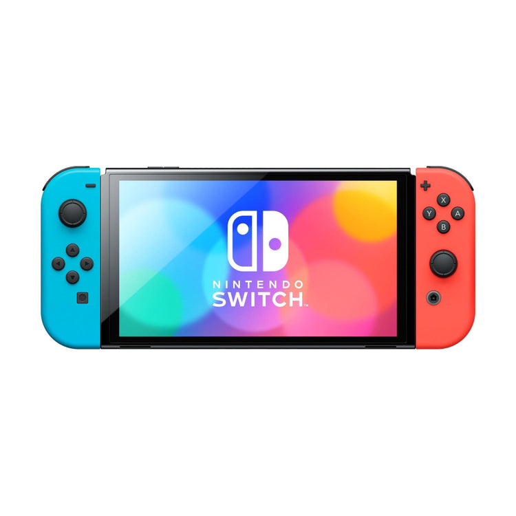 Nintendo Switch (OLED-Modell) Neon Rot/Neon Blau - 7-Zoll-OLED-Bildschirm, breiter Aufsteller, 64 GB Speicher