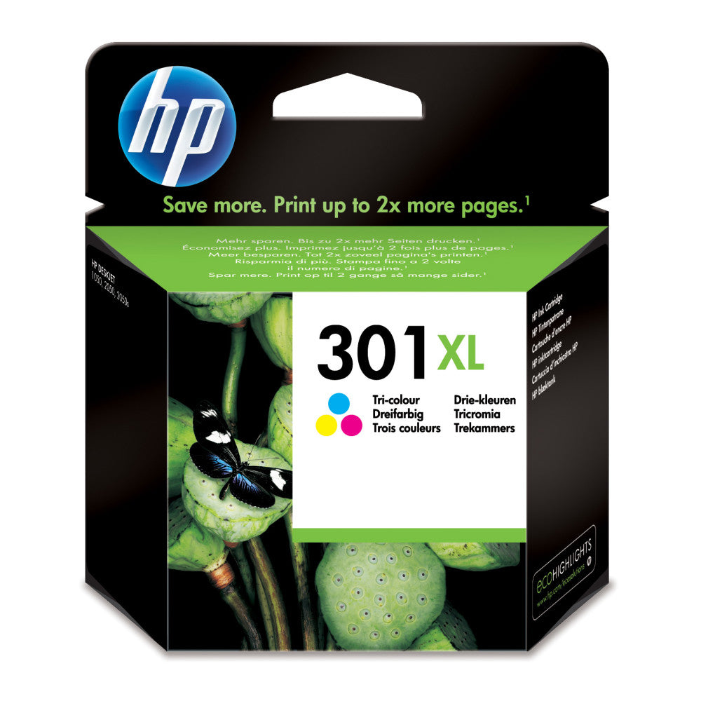 HP 301XL Cyan/Magenta/Gelb Druckerpatrone - Brillante Farbergebnisse, Original Tintenpatrone, 330 Seiten - 6 ml