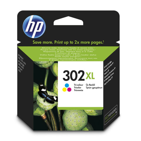 HP 302 XL Cyan/Magenta/Gelb (F6U67AE) Druckerpatrone - Original Tinte, 8 ml, 330 Seiten - Brillante Farben