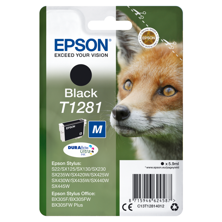 Epson C13T12814012 Fuchs Black Druckerpatrone - Original Tintenpatrone für gestochen scharfe Druckergebnisse