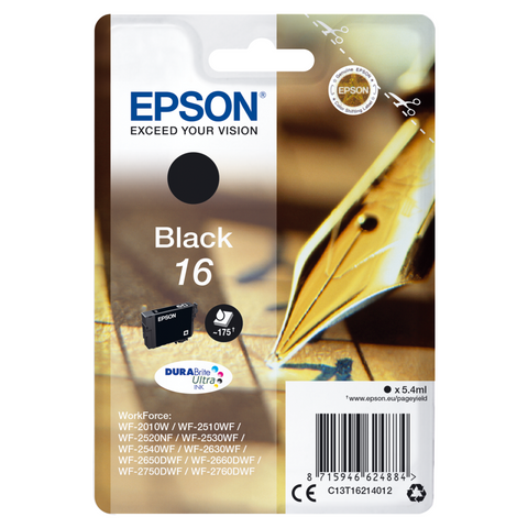 Original Epson Tintenpatrone C13T162141012 Füller schwarz - Hohe Qualität und Zuverlässigkeit