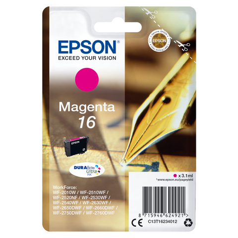 Epson Druckerpatrone C13T16234012 Füller magenta - Original Tintenpatrone, 3,1 ml, 165 Seiten, 1 Stück