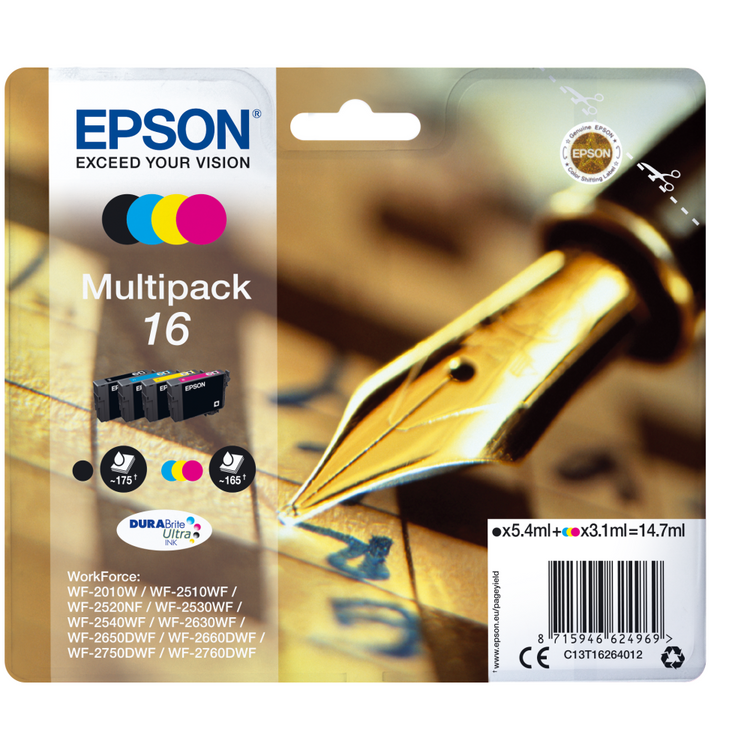 Epson Druckerpatrone C13T16264012 Füller MultiPack - Original Tintenpatronen für hochwertige Druckergebnisse