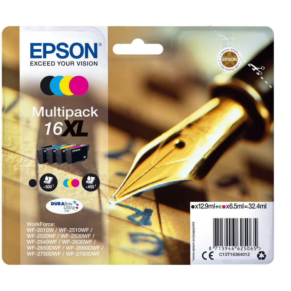 Epson Druckerpatrone C13T16364012 16XL Füller MultiPack - Original Tintenpatrone für hochwertige Druckergebnisse