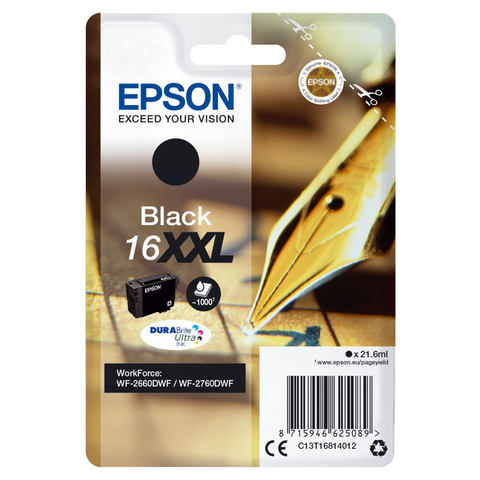 Epson Druckerpatrone C13T16814012 XXL schwarz - Hochwertige Original-Tinte