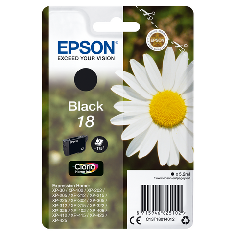 Epson C13T18014012 Gänseblume Black Druckerpatrone - Original Tintenpatrone mit 5,2 ml Tinte