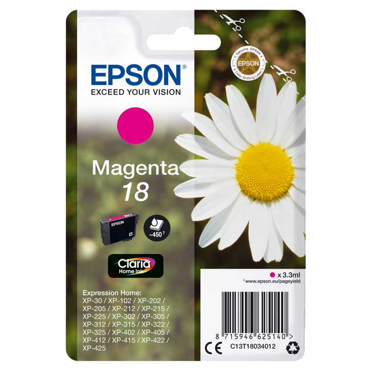 Epson Druckerpatrone C13T18034012 Gänseblume magenta - Original Tintenpatrone mit brillanten Farbdrucken