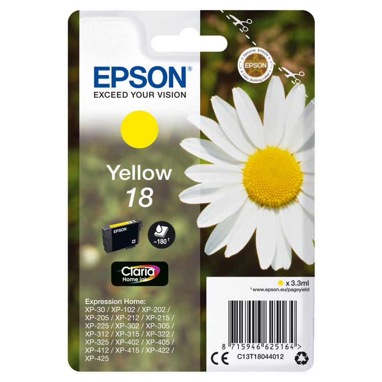 Epson Druckerpatrone C13T18044012 Gänseblume gelb - Hochwertige Tintenpatrone mit 180 Seiten Druckleistung