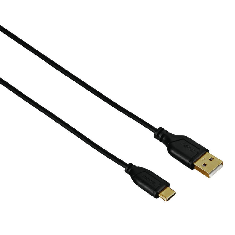 HAMA USB-C-Kabel "Flexi-Slim" Schwarz 0,75m - Vergoldet, verdrehsicher - High-Speed Datenübertragung