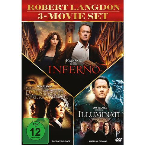 DVD The Da Vinci Code-3er Set: Sakrileg, Illuminati, Inferno - FSK 12 - Mit Tom Hanks - Laufzeit 393 Min - Spannende Filme