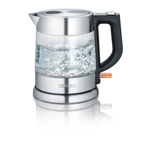 SEVERIN WK 3468 Wasserkocher – 1 Liter, 2200 W, Glas-Edelstahl-Design