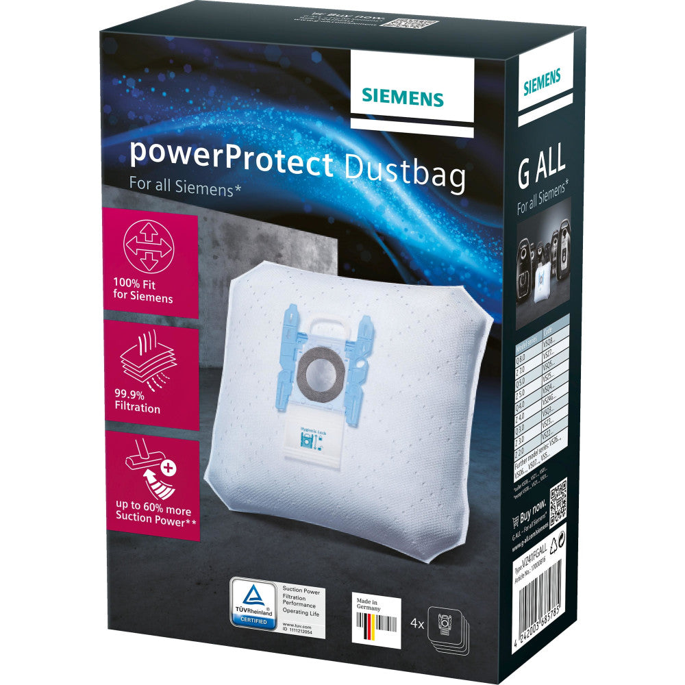 Siemens Staubsaugerbeutel VZ41FGALL - 4er Pack: PowerProtect, Vlies-Technologie